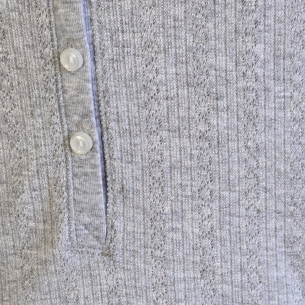 Victoria's Secret Gray Silver Metalic Henley Sleep Shirt Size S Lingerie Top - Picture 3 of 8
